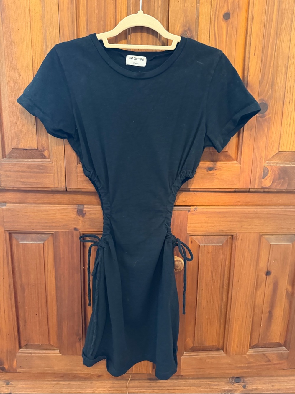 LNA Black Side-Tie Mini Dress